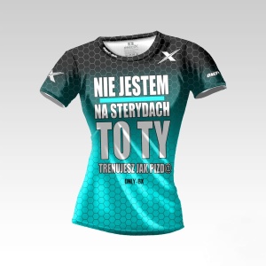 Nie Jestem Na Sterydach Niebieska Koszulka Treningowa Damska