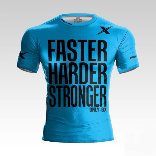 Niebieska Koszulka treningowa z napisem Faster Harder Stronger