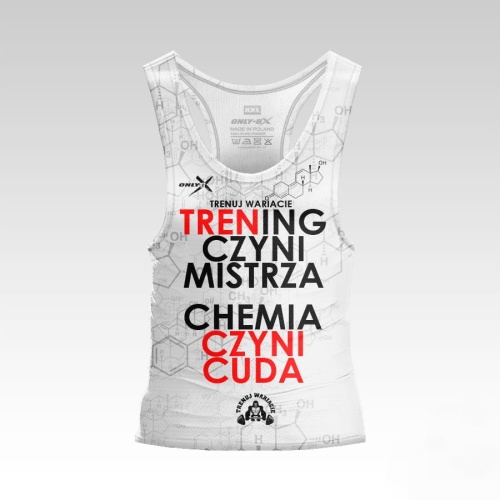 Biały tank top męski Trening Czyni Mistrza