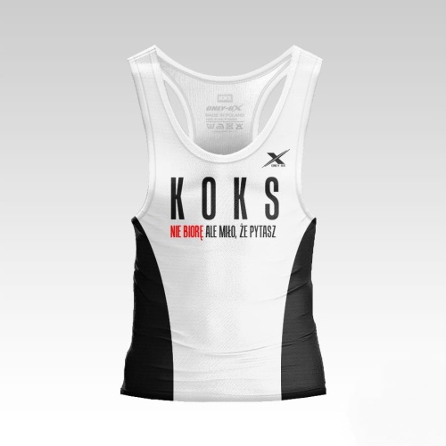 Biały tank-top na siłownię Old School