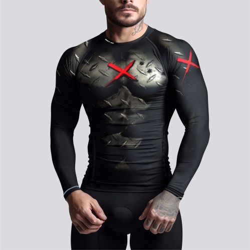 Czarny Rashguard Męski z napisem Iron Muscle