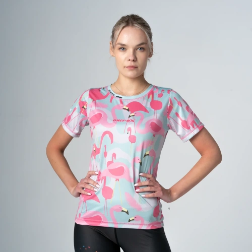 Bluzka treningowa damska w różowe Flamingi