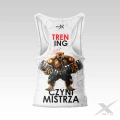 Biały tank top męski Trening Czyni Mistrza