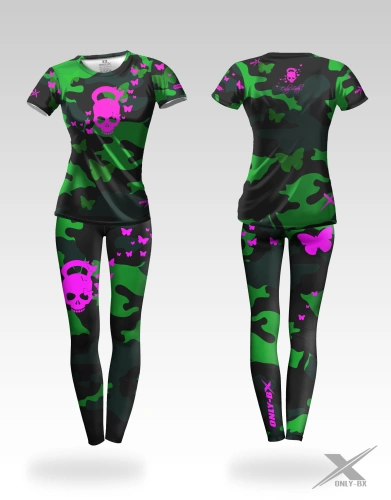 Strój fitness damski komplet Czaszka Camo