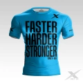Niebieska Koszulka treningowa z napisem Faster Harder Stronger
