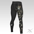 Czarne Legginsy Męskie na siłownię Skulls