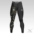 Czarne Legginsy Męskie na siłownię Skulls