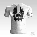 Biały T-shirt treningowy z nadrukiem Husarii