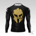 Czarny Rashguard Męski z grafiką hełmu Spartana