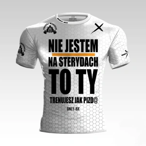 Nie Jestem Na Sterydach Biała Koszulka Treningowa