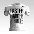 BIała Koszulka treningowa z napisem Faster Harder Stronger