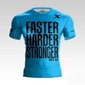 Niebieska Koszulka treningowa z napisem Faster Harder Stronger