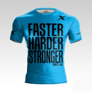 Faster Harder Stronger Blue White Koszulka Treningowa