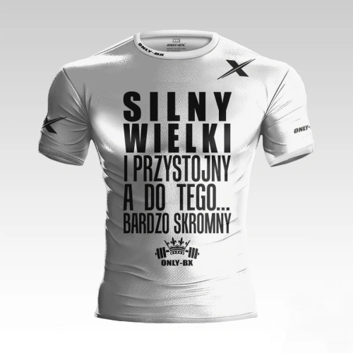 Biała koszulka treningowa Silny, Wielki i Przystojny