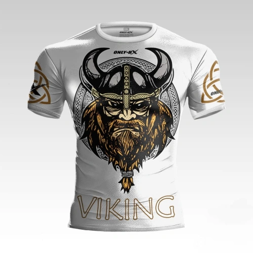 Biały T-shirt treningowy z napisem VIKING