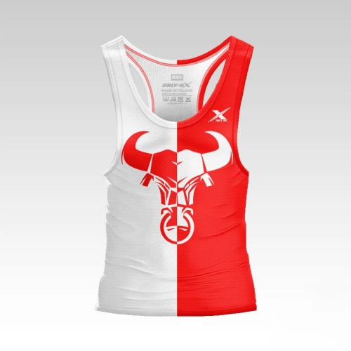 Biało-czerwony tank-top męski Bull