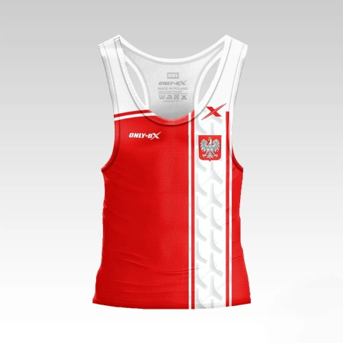 Biało-czerwony męski tank-top sportowy z Orłem Polski