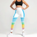 Legginsy Treningowe Białe Damskie Stripes Stripes przód.jpg