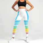 Legginsy Treningowe Białe Damskie Stripes
