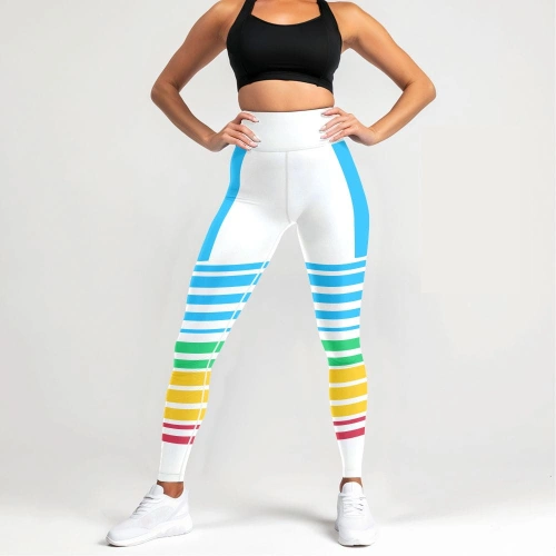 Legginsy Treningowe Białe Damskie Stripes