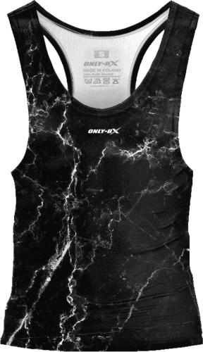 Czarny Tank Top Damski Marmur