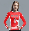 Czerwony Rashguard Damski z długim rękawem