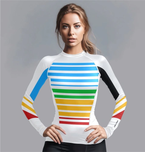 Biały Rashguard kompresyjny Damski Stripes