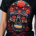 Czarna Koszulka Damska Red Skull-Unikalny motyw