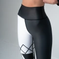 Czarno- Białe Legginsy Treningowe Damskie Legginsy damskie z wysokim stanem w kolorze czarno-białym.png