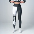 Czarno- Białe Legginsy Treningowe Damskie Czarno-białe legginsy damskie z wysokim stanem.png