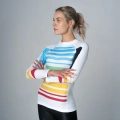 Biały Rashguard kompresyjny Damski Stripes  Bluzka damska w paski z długim rękawem.webp