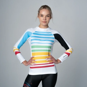 Biały Rashguard kompresyjny Damski Stripes 